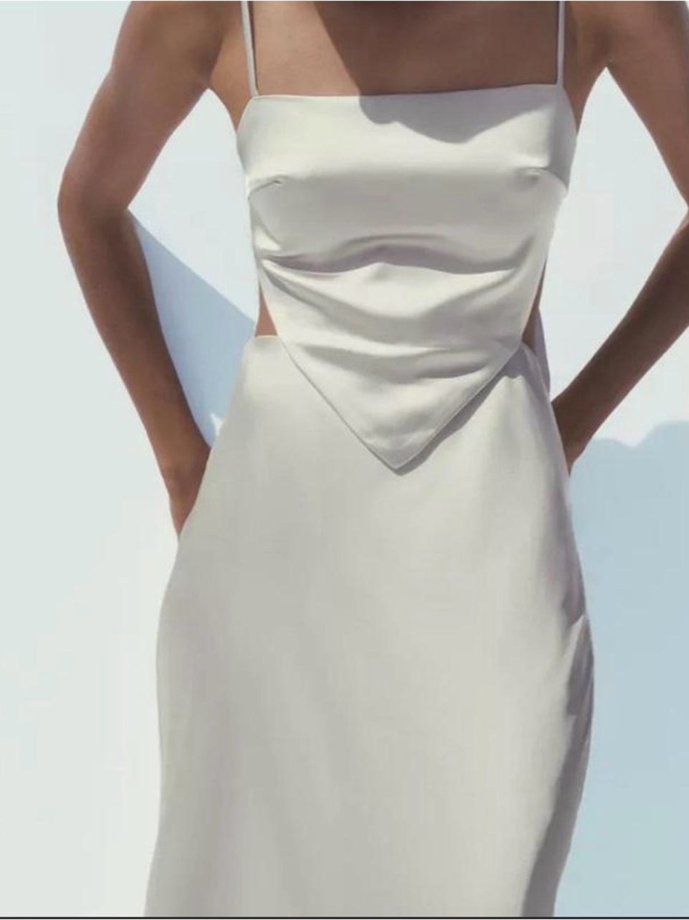 ZARA SATIN WRAP DRESS LIGHT GRAY - Picture 5 of 8